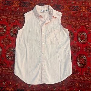 90s vintage kids pink button up sleeveless top girl’s medium 10/12